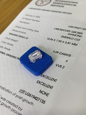 কেনা সিন্থেটিক 5.09CT F VVS2 2EX সিভিডি ল্যাব তৈরি ডায়মন্ড স্মারাল্ড কাট online manufacture