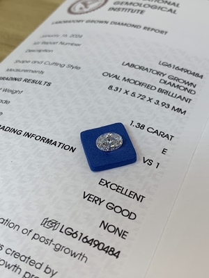 কেনা 1.38ct ওভাল কাট ল্যাবরেটরি গ্রোড ডায়মন্ড সিভিডি ই ভিএস 1 এক্স ভিজি এন আইজিআই সার্টিফাইড online manufacture