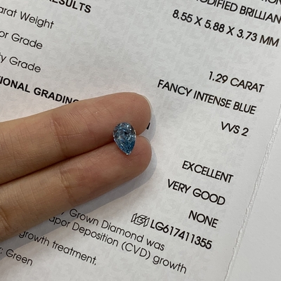 কেনা 1.29ct ভিভিএস২ পিয়ার আকৃতির ল্যাব তৈরি ডায়মন্ড ফ্যান্সি ভিভিডি ব্লু online manufacture