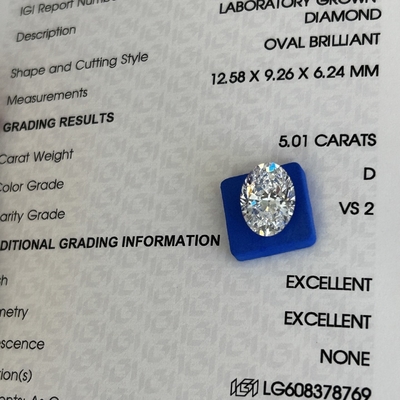 কেনা 5.01ct ম্যান মেড ডায়মন্ডস ওভাল কাট সিভিডি ডি ভিএস২ ২এক্স এন আইজিআই ল্যাব ডায়মন্ডস online manufacture