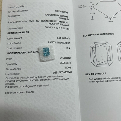 কেনা 3.55ct ভিএস২ সিন্থেটিক ব্লু ডায়মন্ড ল্যাব গ্রোড ডায়মন্ডস এইচপিএইচটি ফ্যান্সি লাইভ ব্লু online manufacture