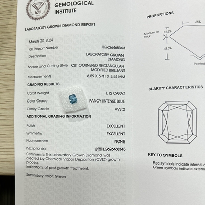 কেনা 1.12ct ফ্যান্সি ইন্টিজেন্ট ব্লু Nuance ল্যাব ডায়মন্ড সিভিডি সিন্থেটিক ডায়মন্ড online manufacture