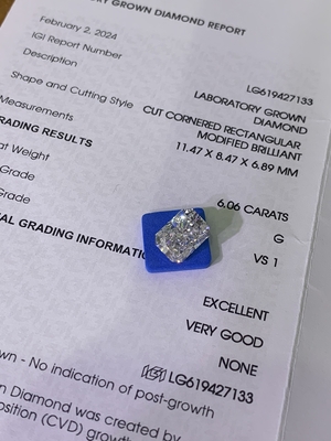 6.06ct ফ্যান্সি ইনটেনসিভ ব্লু ল্যাবরেটরি গ্রোথ ডায়মন্ডস রেডিয়েন্ট ব্রিলিয়ান্ট কাট